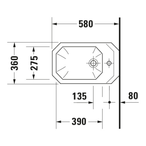 Duravit Bidet mural 1930 36x58,5 cm, avec trop-plein, plan de robinetterie, blanc