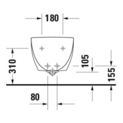 Duravit Bidet mural Architec 36,5x58 cm, avec trop-plein, blanc-2