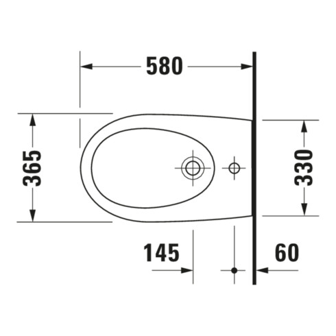 Duravit Bidet mural Architec 36,5x58 cm, avec trop-plein, blanc