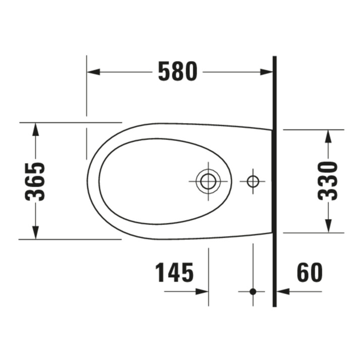 Duravit Bidet mural Architec 36,5x58 cm, avec trop-plein, blanc