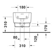 Duravit Bidet mural Balcoon 37x54 cm, avec robinet, sortie supérieure, blanc brillant-5