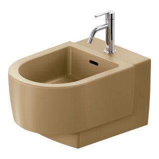 Duravit Bidet mural Balcoon 37x54 cm, avec robinetterie, évacuation supérieure, terre argile mate
