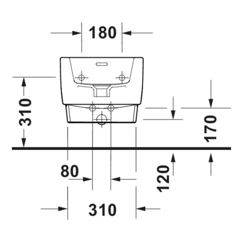 Duravit Bidet mural Balcoon 37x54 cm, avec robinetterie, évacuation supérieure, terre argile mate