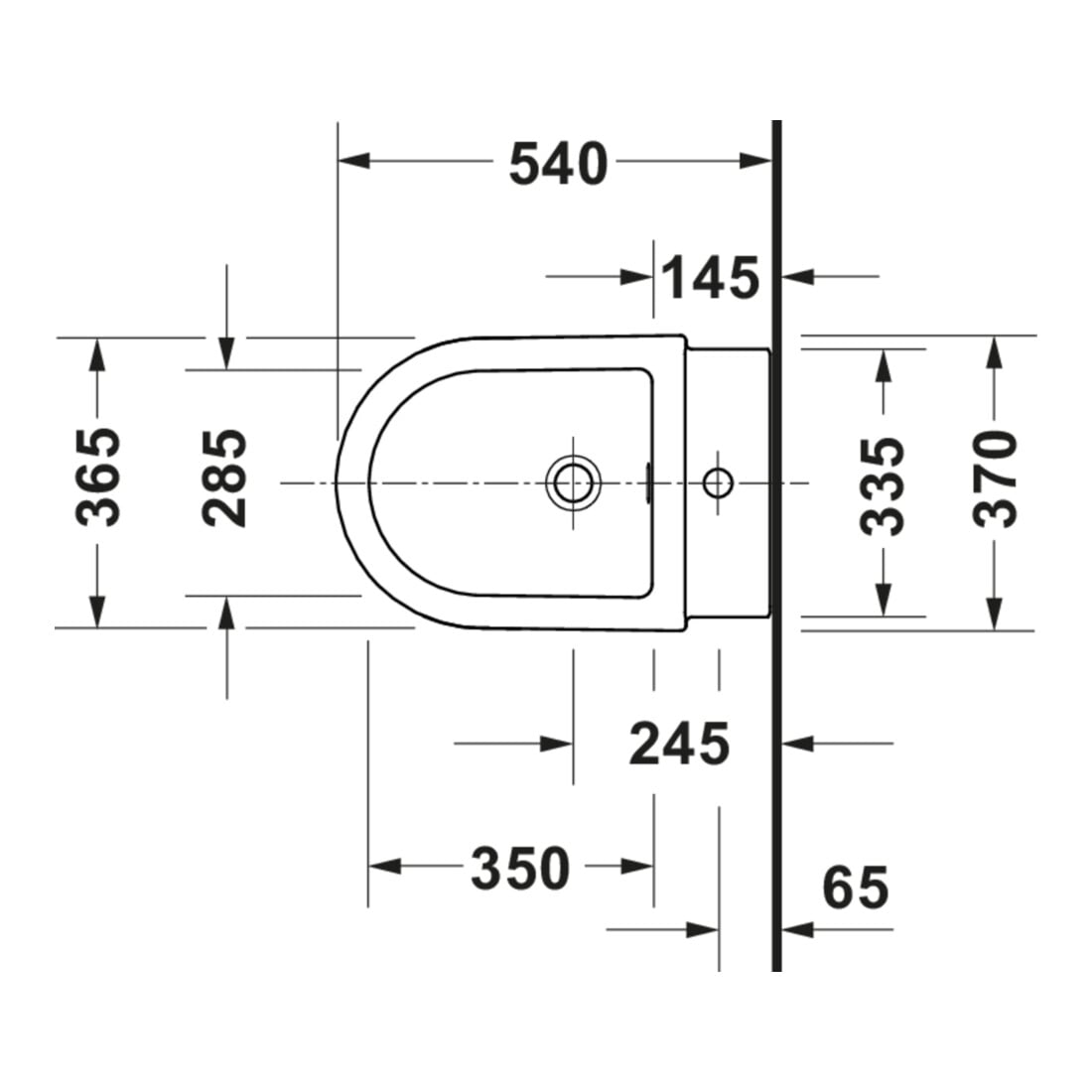 Duravit Bidet mural Balcoon 37x54 cm, avec robinetterie, évacuation supérieure, terre argile mate