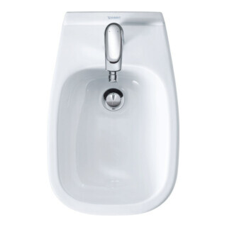 Duravit Bidet mural D-Code 35,5x54,5 cm, avec robinetterie, trop-plein, trou de robinet, blanc
