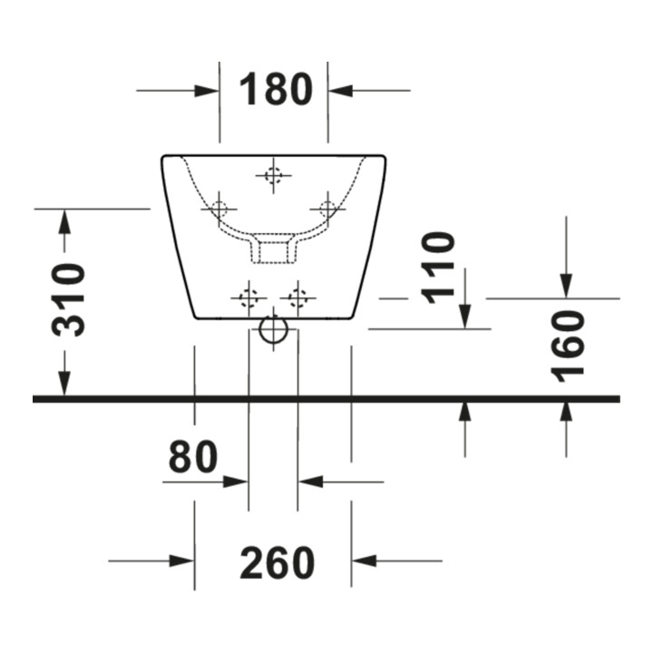 Duravit Bidet mural D-Code 36x54 cm, avec trou robinet, trop-plein, blanc