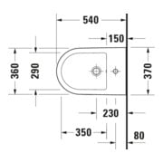 Duravit Bidet mural D-Code 36x54 cm, avec trou robinet, trop-plein, blanc-4