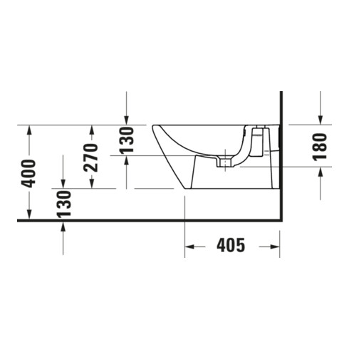 Duravit Bidet mural D-Code 36x54 cm, avec trou robinet, trop-plein, blanc