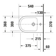 Duravit Bidet mural D-Code 37x54 cm, avec trou de robinet, trop-plein, blanc-2