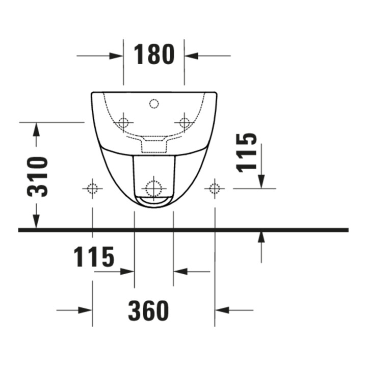 Duravit Bidet mural D-Code 37x54 cm, avec trou de robinet, trop-plein, blanc