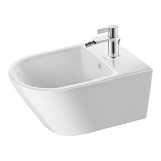 Duravit Bidet mural D-Neo 37x54 cm, avec robinetterie, trop-plein, trou robinet, blanc