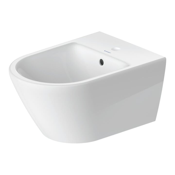 Duravit Bidet mural D-Neo 37x54 cm, avec robinetterie, trop-plein, trou robinet, blanc