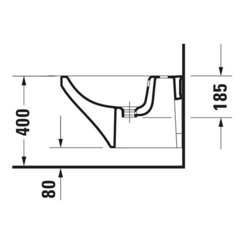Duravit Bidet mural DuraStyle 37x54 cm, avec trop-plein, trou de robinet, blanc