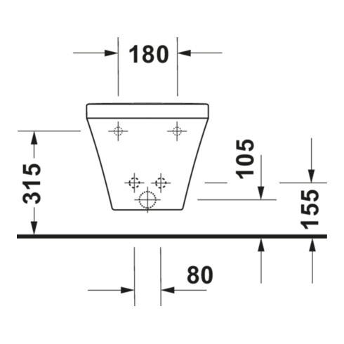 Duravit Bidet mural DuraStyle 37x54 cm, avec trop-plein, trou de robinet, blanc