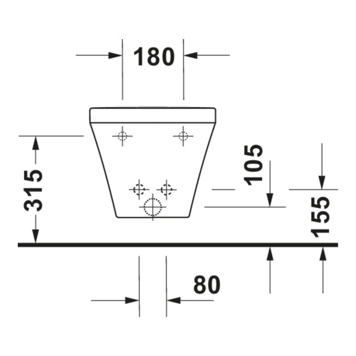 Duravit Bidet mural DuraStyle 37x54 cm, avec trop-plein, trou de robinet, blanc