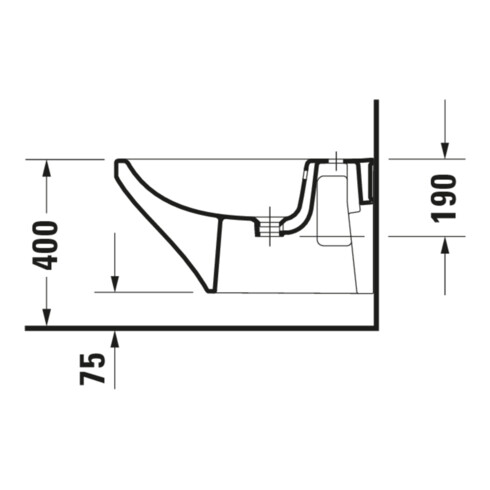 Duravit Bidet mural DuraStyle 37x62 cm, avec trop-plein, trou mitigeur, blanc
