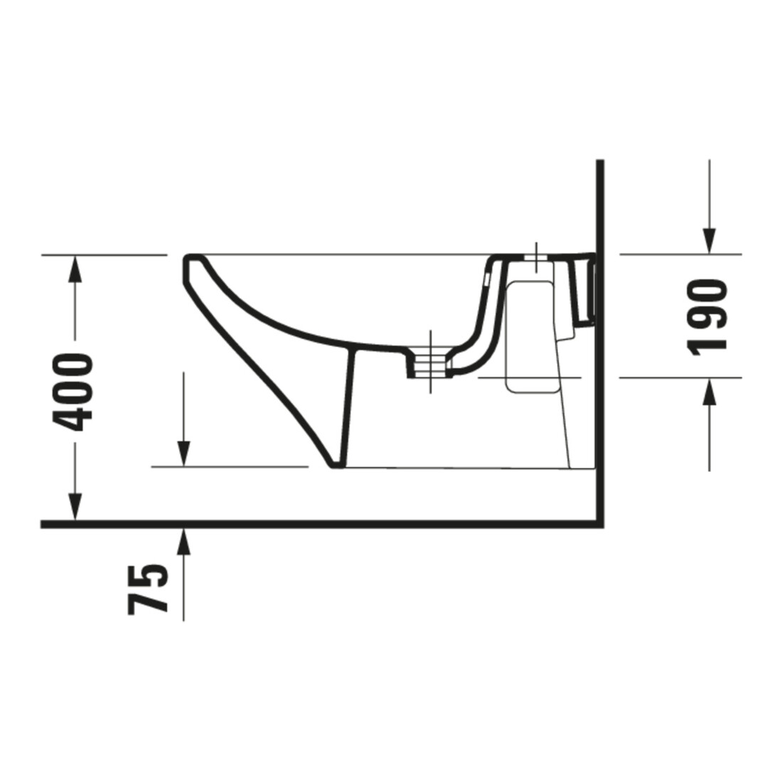Duravit Bidet mural DuraStyle 37x62 cm, avec trop-plein, trou mitigeur, blanc