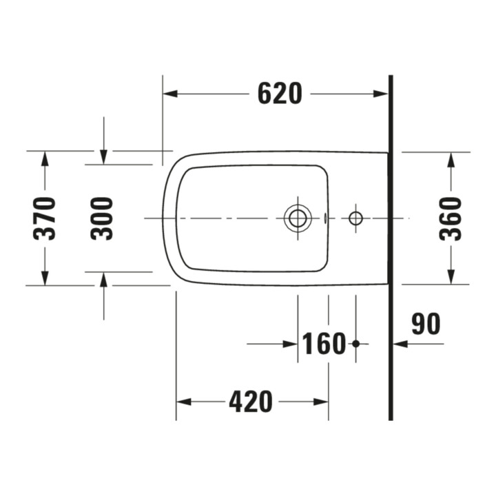 Duravit Bidet mural DuraStyle 37x62 cm, avec trop-plein, trou mitigeur, blanc