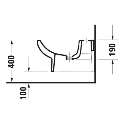 Duravit Bidet mural No. 1 37x54 cm, avec trop-plein, tablette robinet, blanc