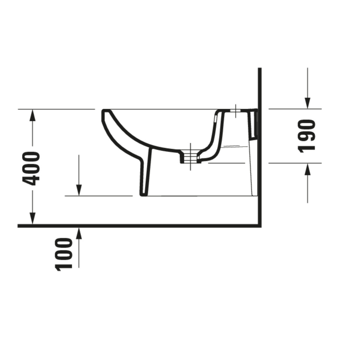 Duravit Bidet mural No. 1 37x54 cm, avec trop-plein, tablette robinet, blanc