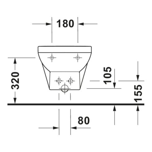 Duravit Bidet mural No. 1 37x54 cm, avec trop-plein, tablette robinet, blanc
