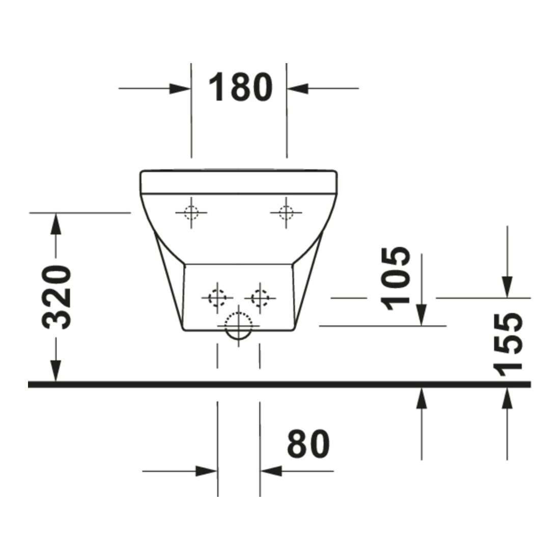 Duravit Bidet mural No. 1 37x54 cm, avec trop-plein, tablette robinet, blanc