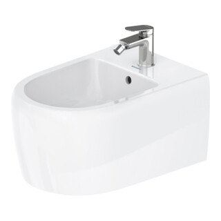 Duravit Bidet mural Qatego 38,5x57 cm, avec trop-plein, trou robinet, blanc brillant