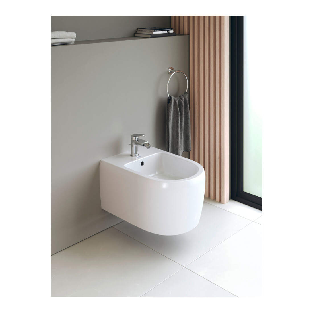 Duravit Bidet mural Qatego 38,5x57 cm, avec trop-plein, trou robinet, blanc brillant