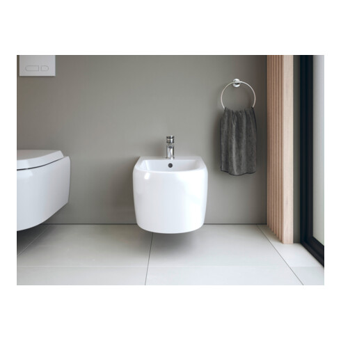 Duravit Bidet mural Qatego 38,5x57 cm, avec trop-plein, trou robinet, blanc brillant