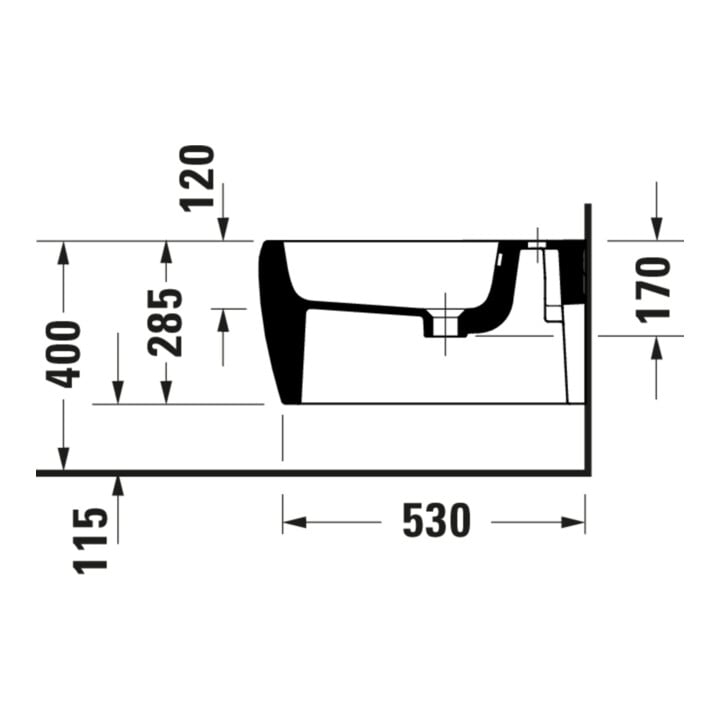 Duravit Bidet mural Qatego 38,5x57 cm, avec trop-plein, trou robinet, blanc brillant