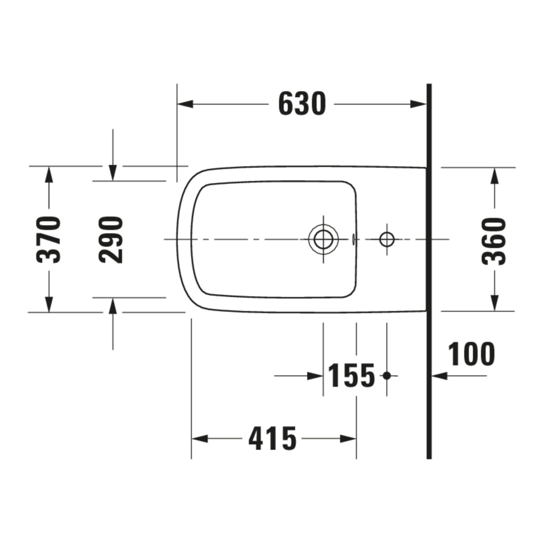 Duravit Bidet sur pied DuraStyle 37x63 cm, avec trop-plein, blanc