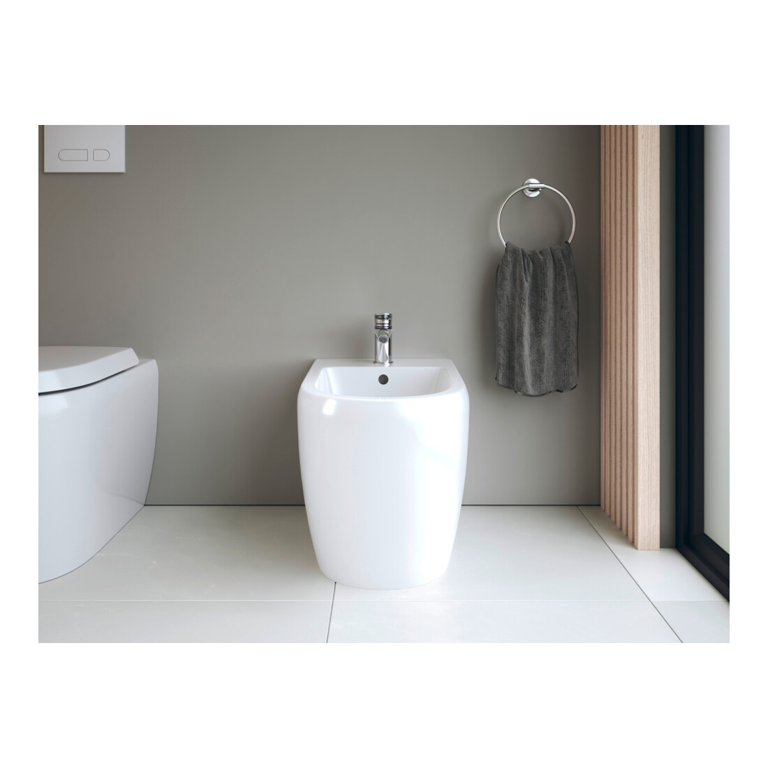 Duravit Bidet sur pied Qatego 39x60 cm, avec trou robinet, blanc brillant