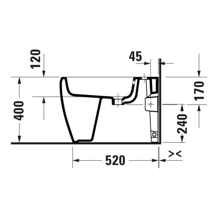 Duravit Bidet sur pied Qatego 39x60 cm, avec trou robinet, blanc brillant