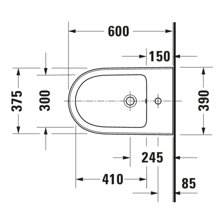 Duravit Bidet sur pied Qatego 39x60 cm, avec trou robinet, blanc brillant