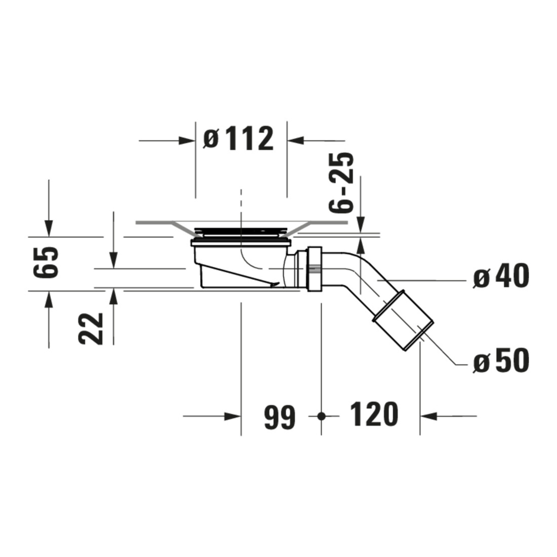 Duravit Bonde de receveur de douche Ø 9 cm, sortie horizontale