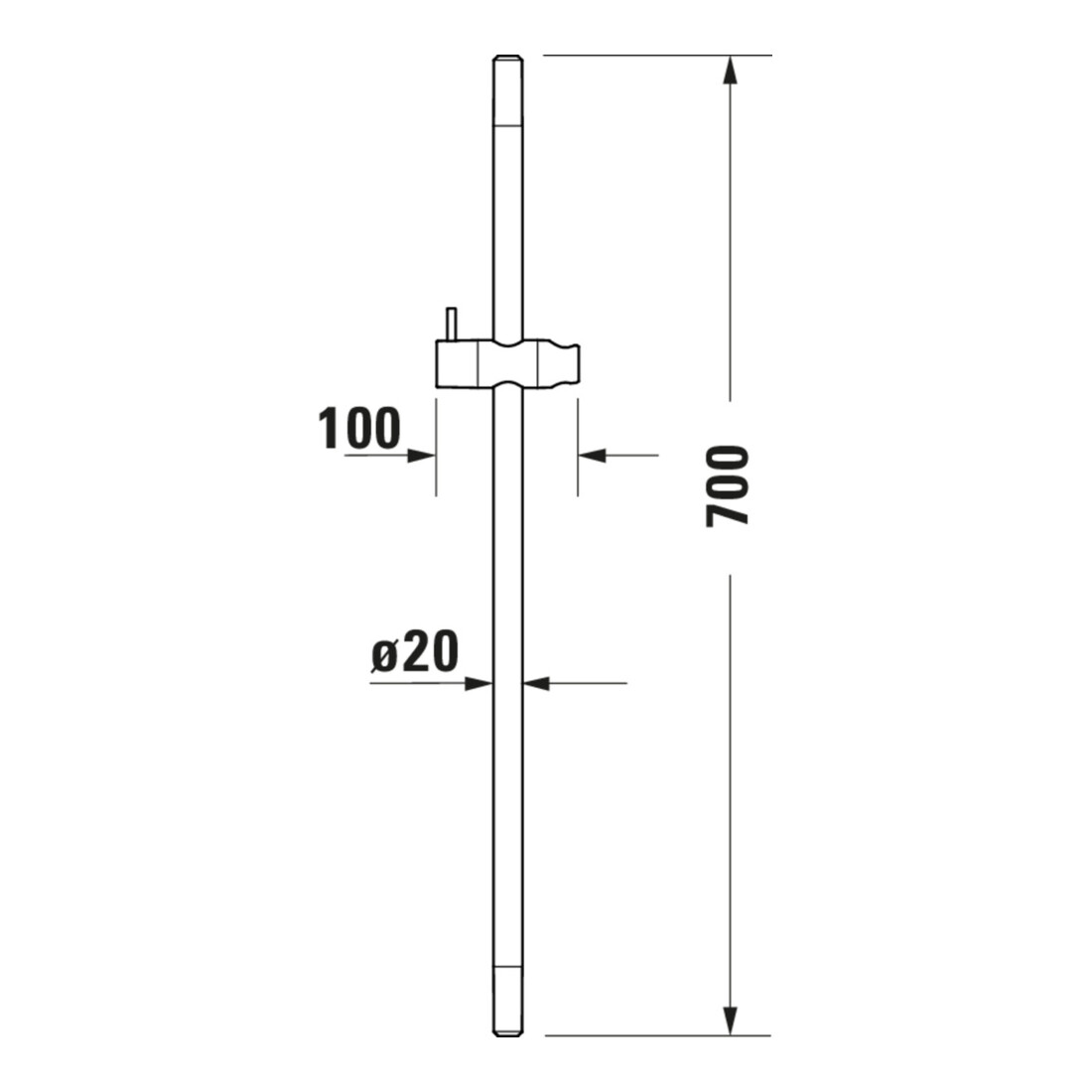 Duravit Brausestange aus Messing/Kunststoff, 700mm, chrom