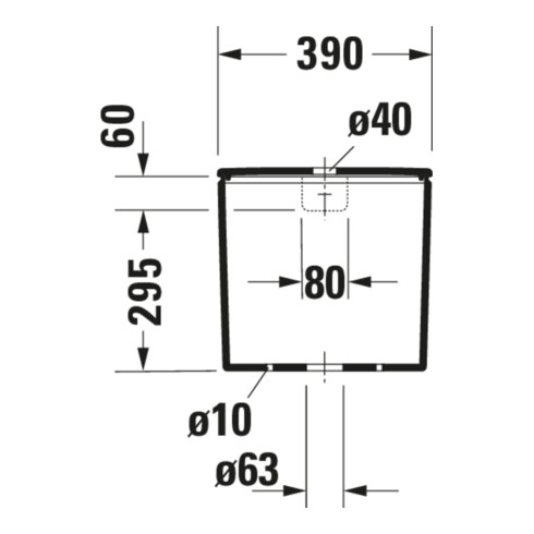 Duravit Citerne DuraStyle 39x17 cm, 6/3 l, raccord bas gauche, blanc