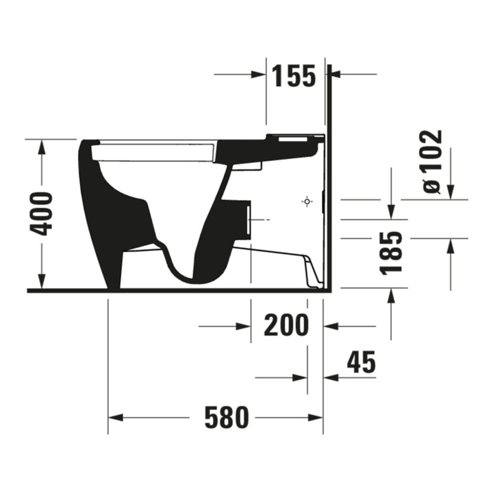 Duravit Combinaison WC sur pied, chasse basse Qatego 39x60cm, 6 l, Rimless, blanc brillant