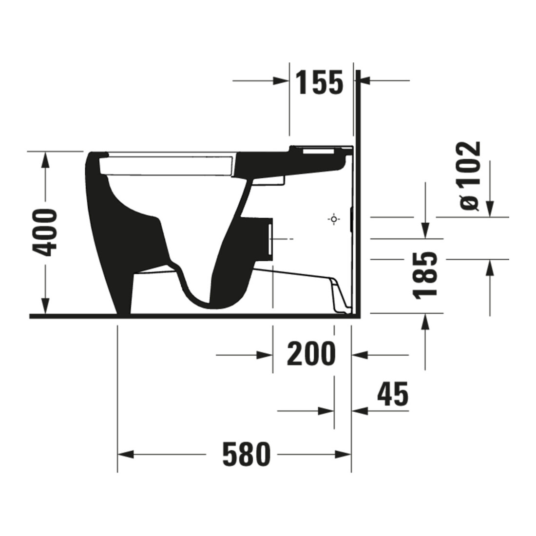 Duravit Combinaison WC sur pied, chasse basse Qatego 39x60cm, 6 l, Rimless, blanc brillant