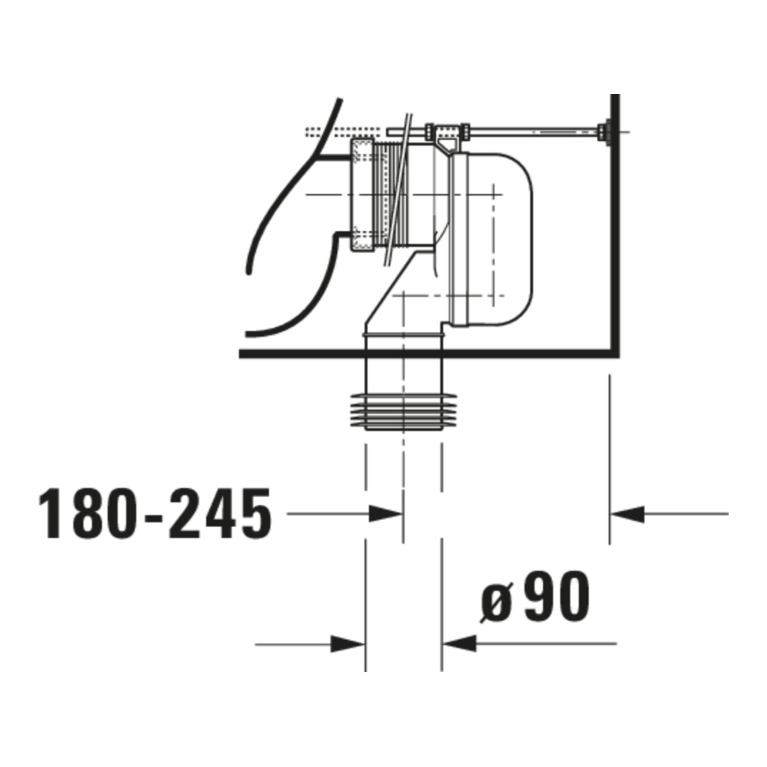 Duravit Combinaison WC sur pied, cuvette à chasse profonde Starck 1 41,5x64cm, 4,5 l, évac. horiz./obliq., blanc