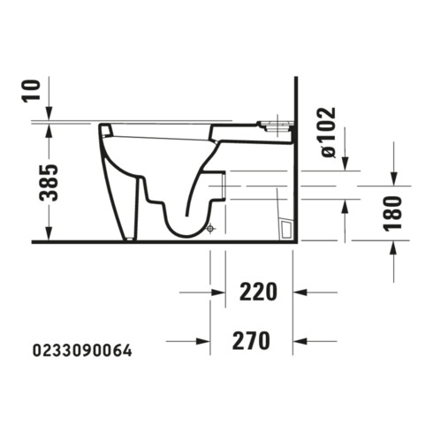 Duravit Combinaison WC sur pied, cuvette à chasse profonde Starck 1 41,5x64cm, 4,5 l, évac. horiz./obliq., blanc