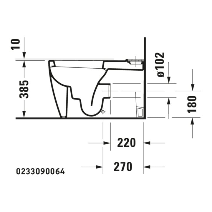 Duravit Combinaison WC sur pied, cuvette à chasse profonde Starck 1 41,5x64cm, 4,5 l, évac. horiz./obliq., blanc