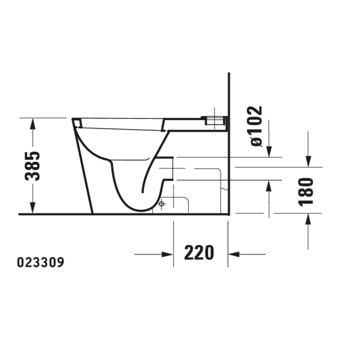 Duravit Combinaison WC sur pied, cuvette à chasse profonde Starck 1 41,5x64cm, 4,5 l, évac. horiz./obliq., blanc