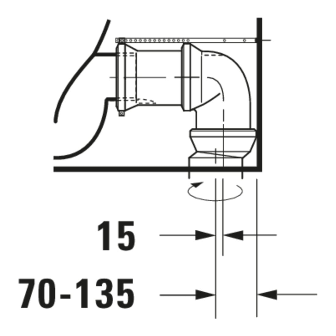 Duravit Combinaison WC sur pied, cuvette à chasse profonde Starck 1 41,5x64cm, 4,5 l, évac. horiz./obliq., blanc