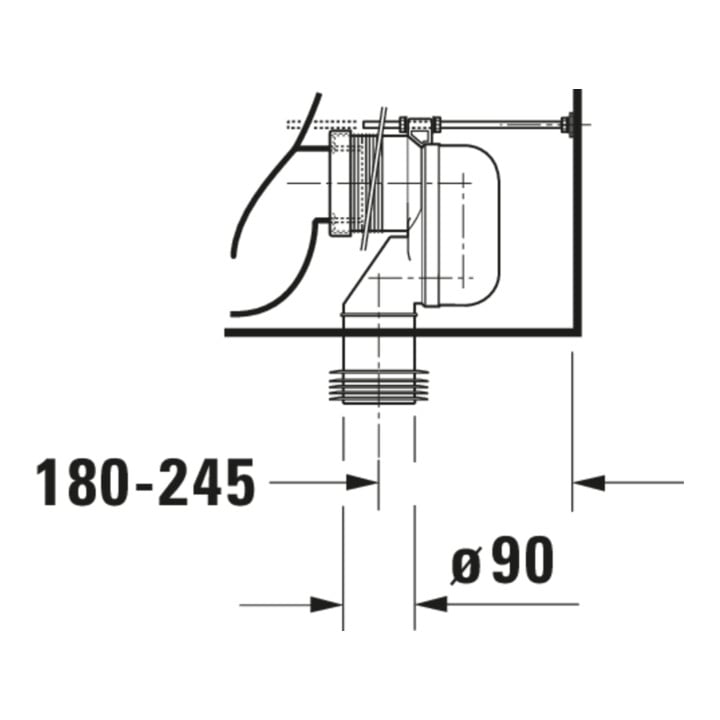 Duravit Combinaison WC sur pied, cuvette à chasse profonde Starck 1 41,5x64cm, 4,5 l, évac. horiz./obliq., blanc