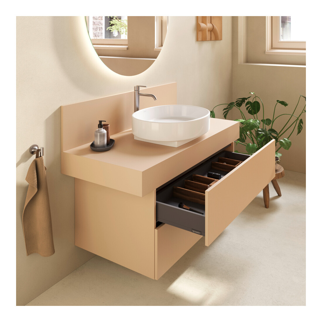 Duravit Console Balcoon 100x55x37 cm, 1 AS, Bec milieu, Terra ma