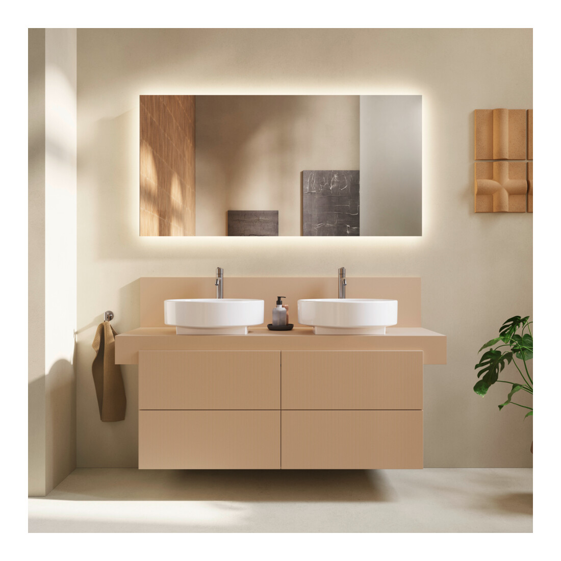 Duravit Console Balcoon 140x55x37 cm, 2 tiroirs, Terra mat