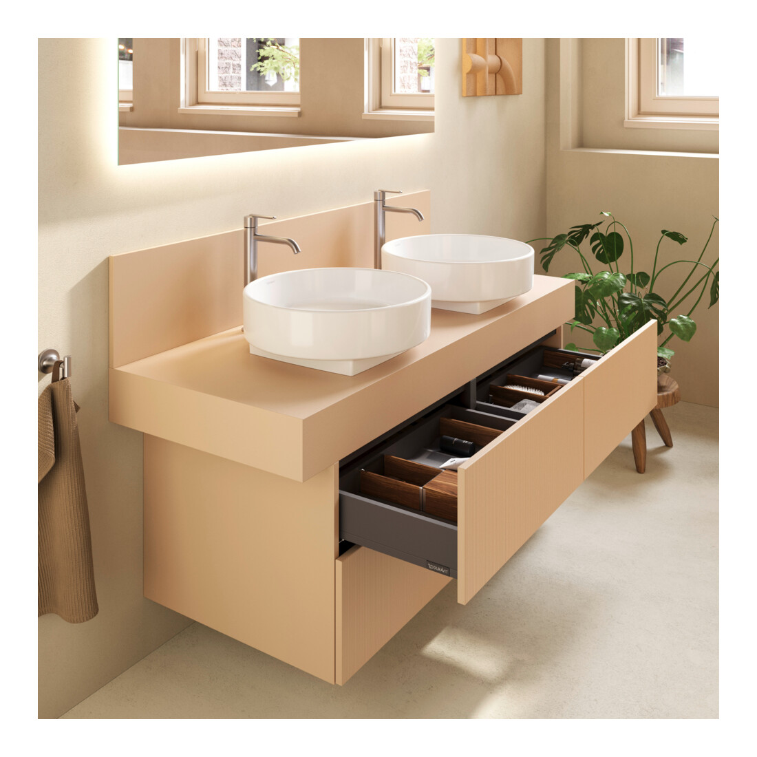 Duravit Console Balcoon 140x55x37 cm, 2 tiroirs, Terra mat