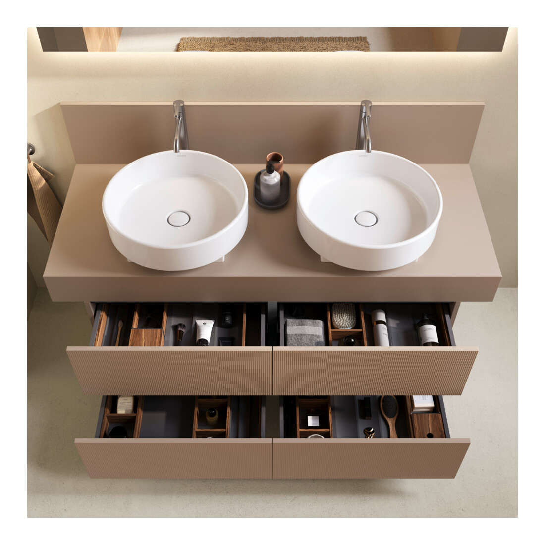 Duravit Console Balcoon 140x55x37 cm, 2 trous, évier double face, montage encastré