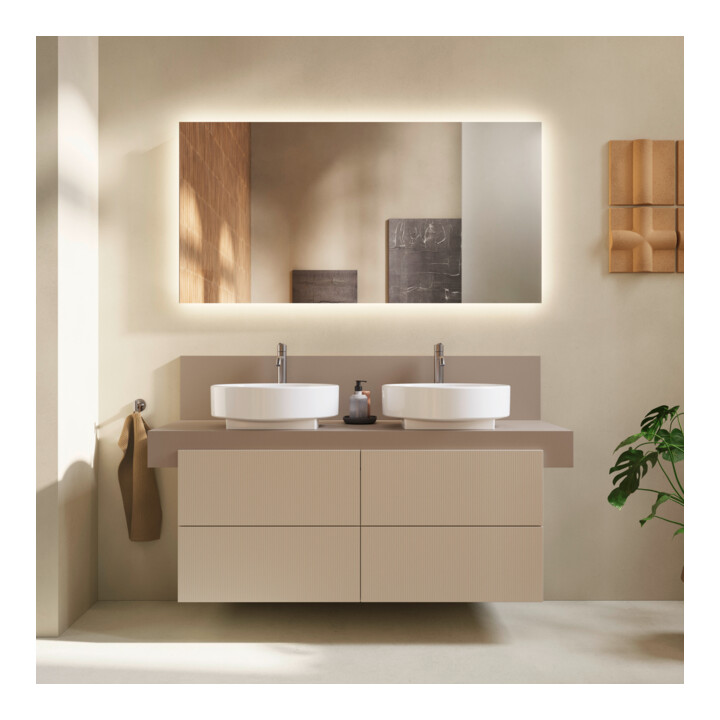 Duravit Console Balcoon 140x55x37 cm, 2 trous, évier double face, montage encastré